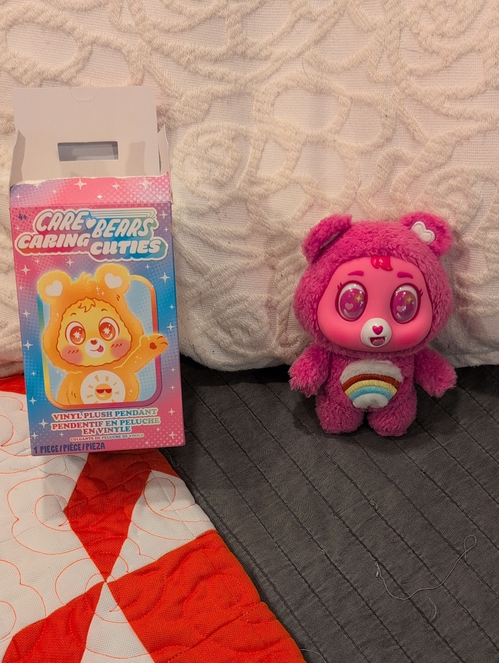 Care Bears Pink Plush Pendant with Rainbow Belly
